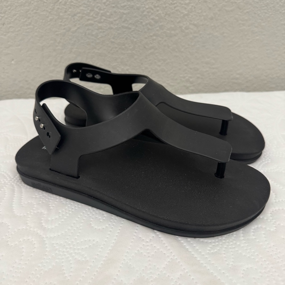 Melissa Hera Black T-Strap Jelly‎ Sandals Size 7 Neutral Vegan